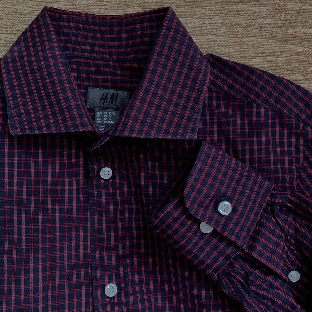 H&M Men Navy/Red Dress Shirt